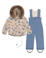 Baby Two Piece Snowsuit Blue Dinosaur Print