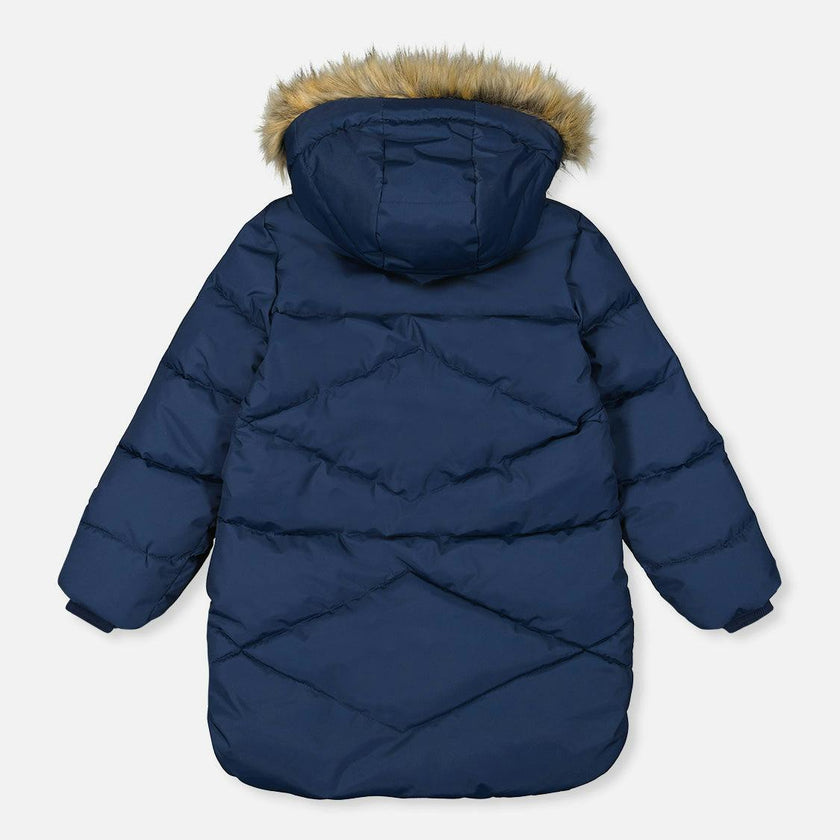 Long Winter Puffer Coat Dark Blue
