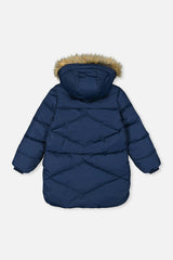 Long Winter Puffer Coat Dark Blue