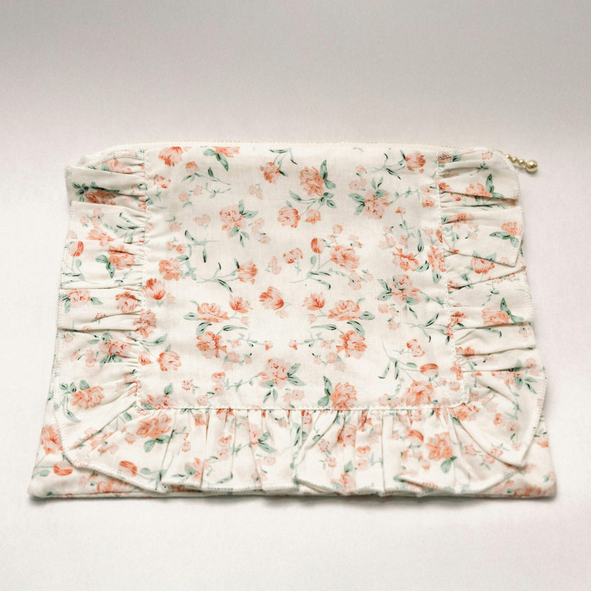 Sorrento Bloom Timeless Floral Ruffle Zipper Pouch