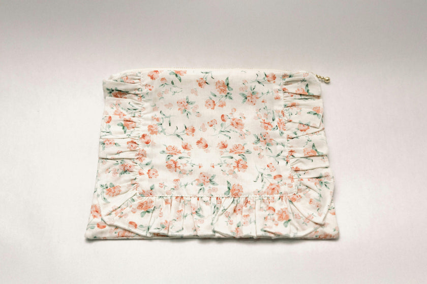 Sorrento Bloom Timeless Floral Ruffle Zipper Pouch