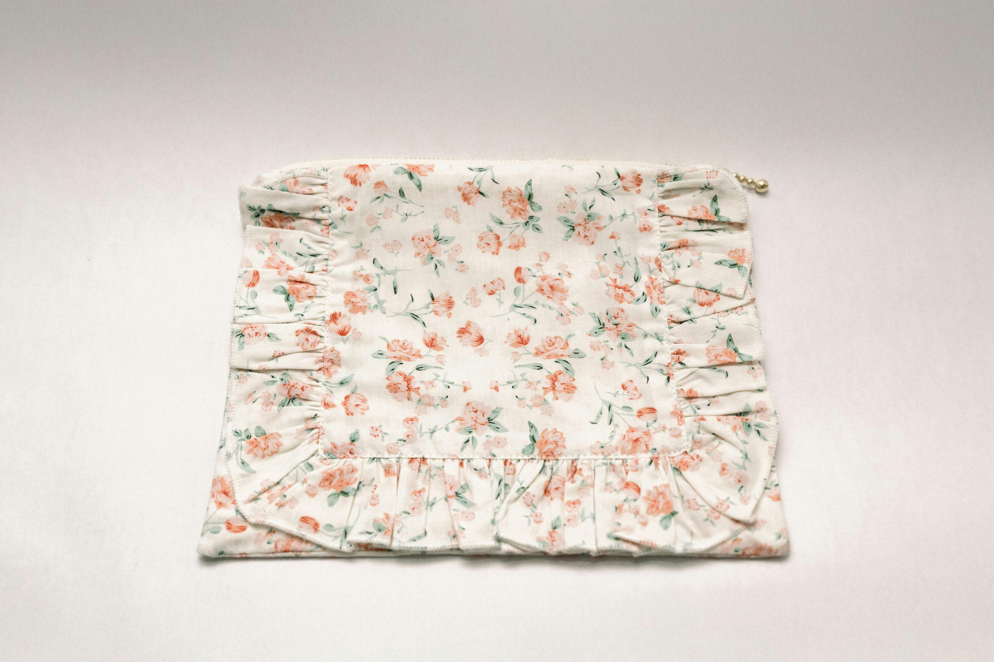 Sorrento Bloom Timeless Floral Ruffle Zipper Pouch