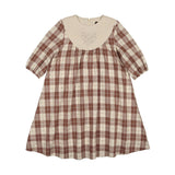 Embroidered Windowpane Long Sleeve Dress