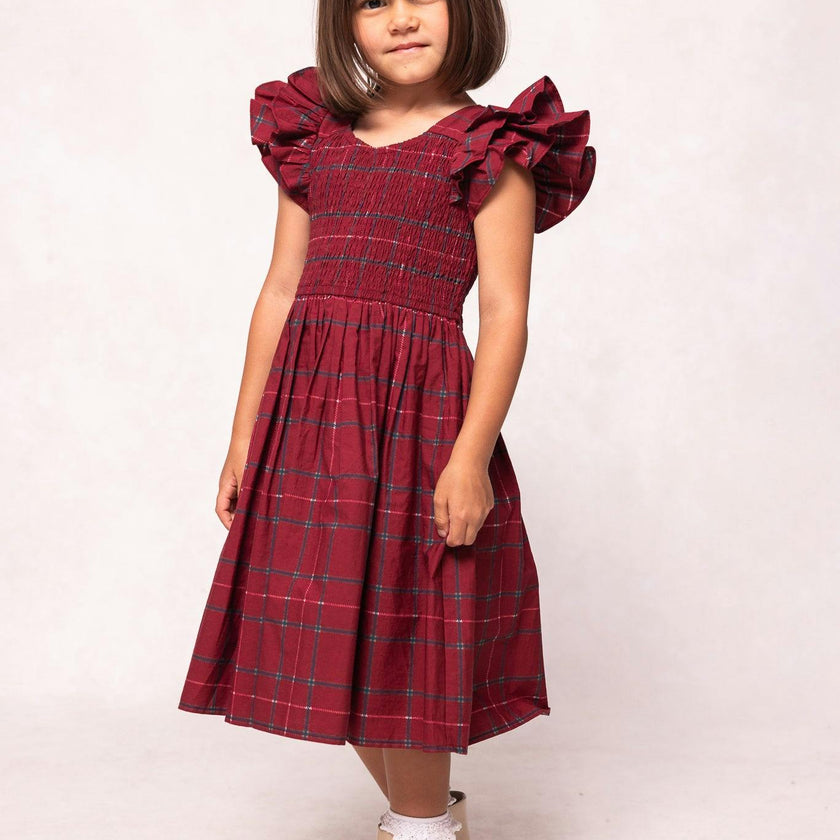 Mini Hattie Dress in Burgundy Plaid