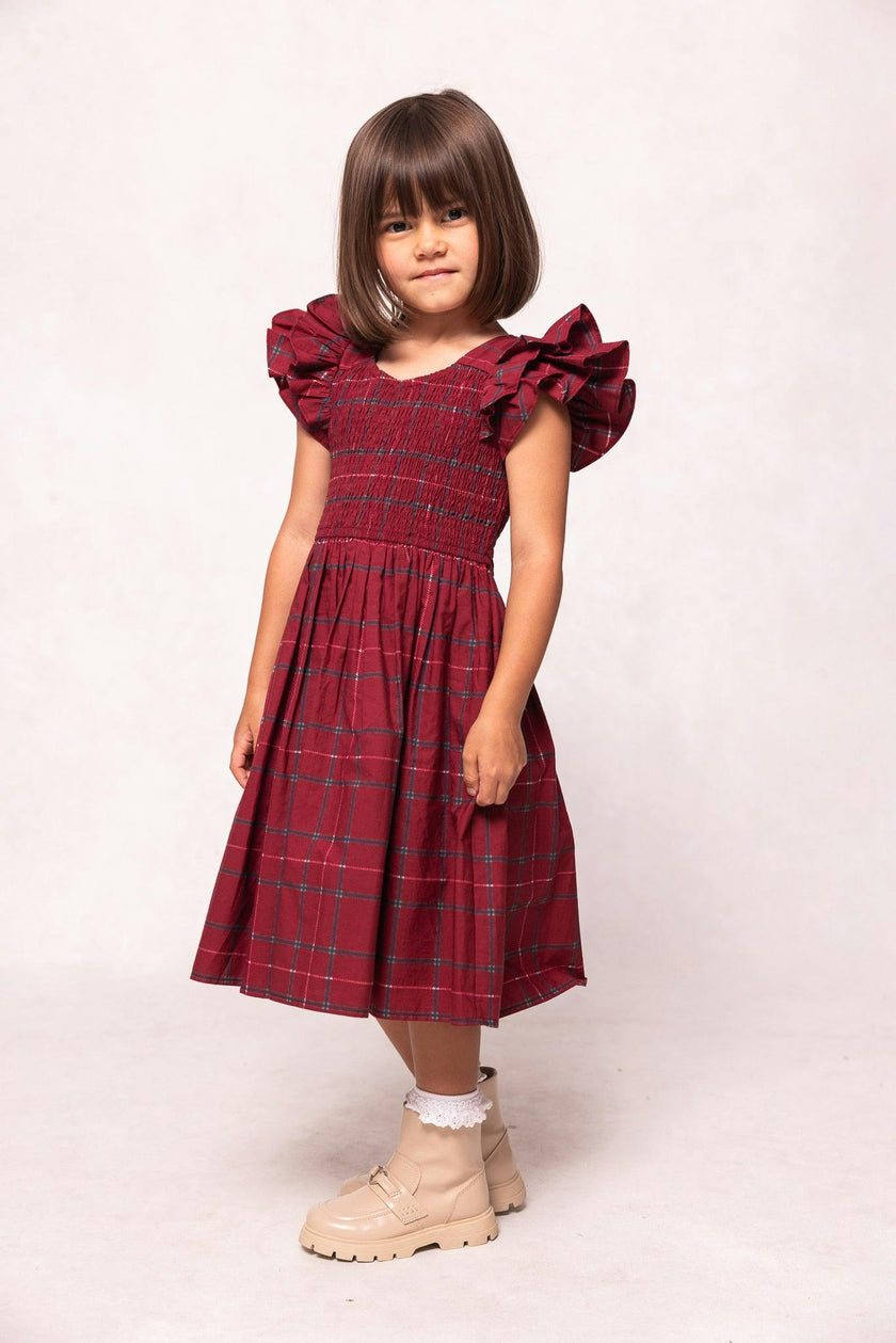 Mini Hattie Dress in Burgundy Plaid