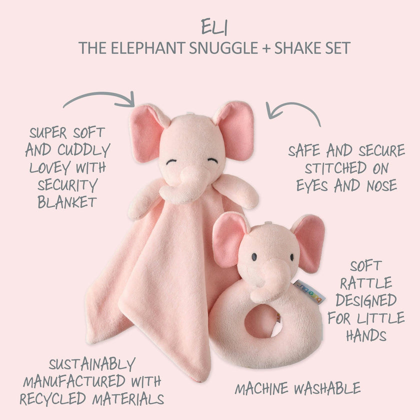 SNUGGLE + SHAKE - Baby Lovey Security Blanket Toy and Rattle Set
