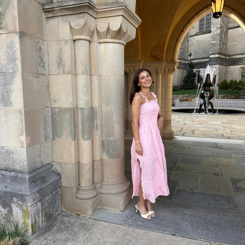 Pink Long Ruffle Dress