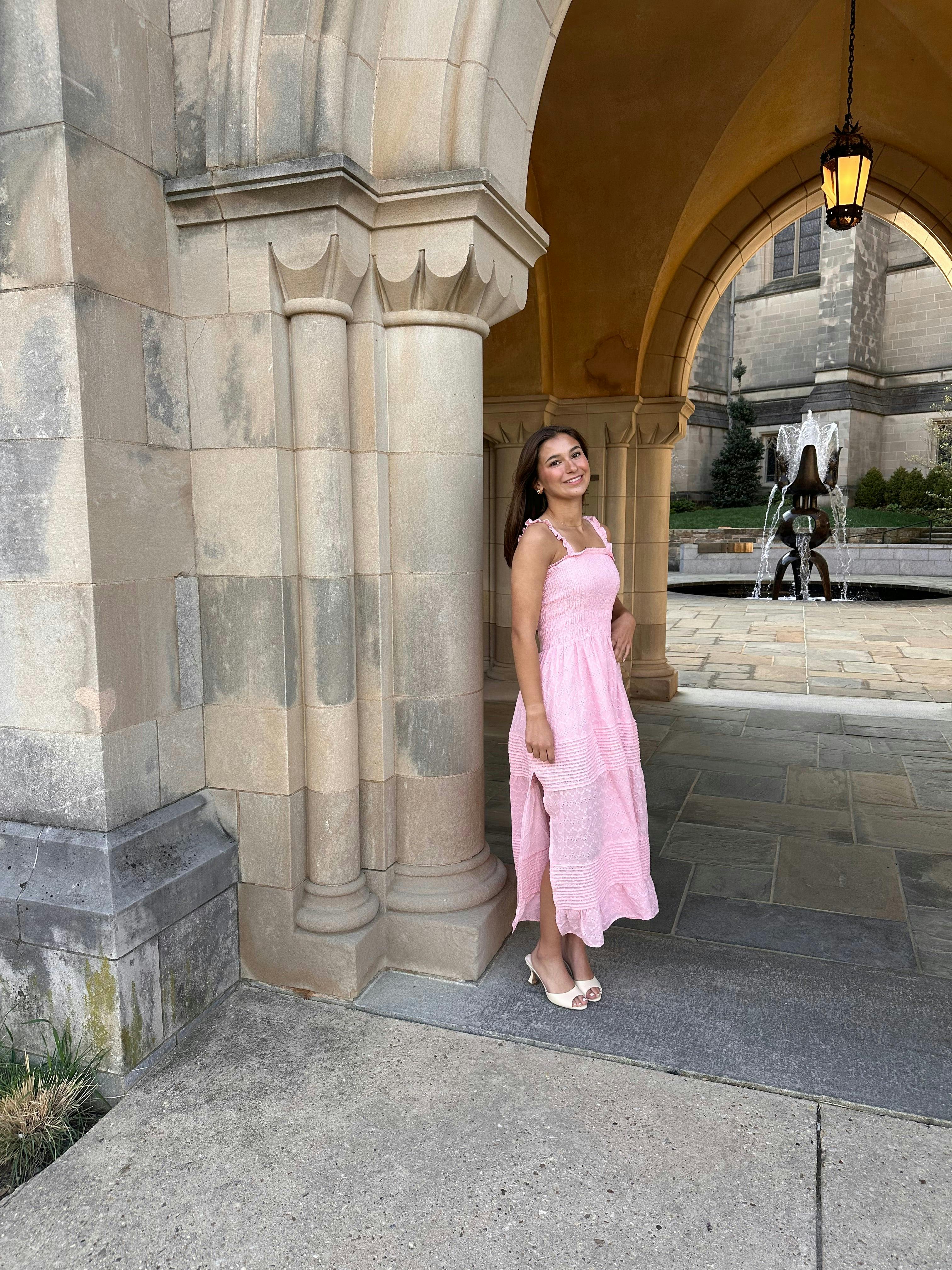 Pink Long Ruffle Dress