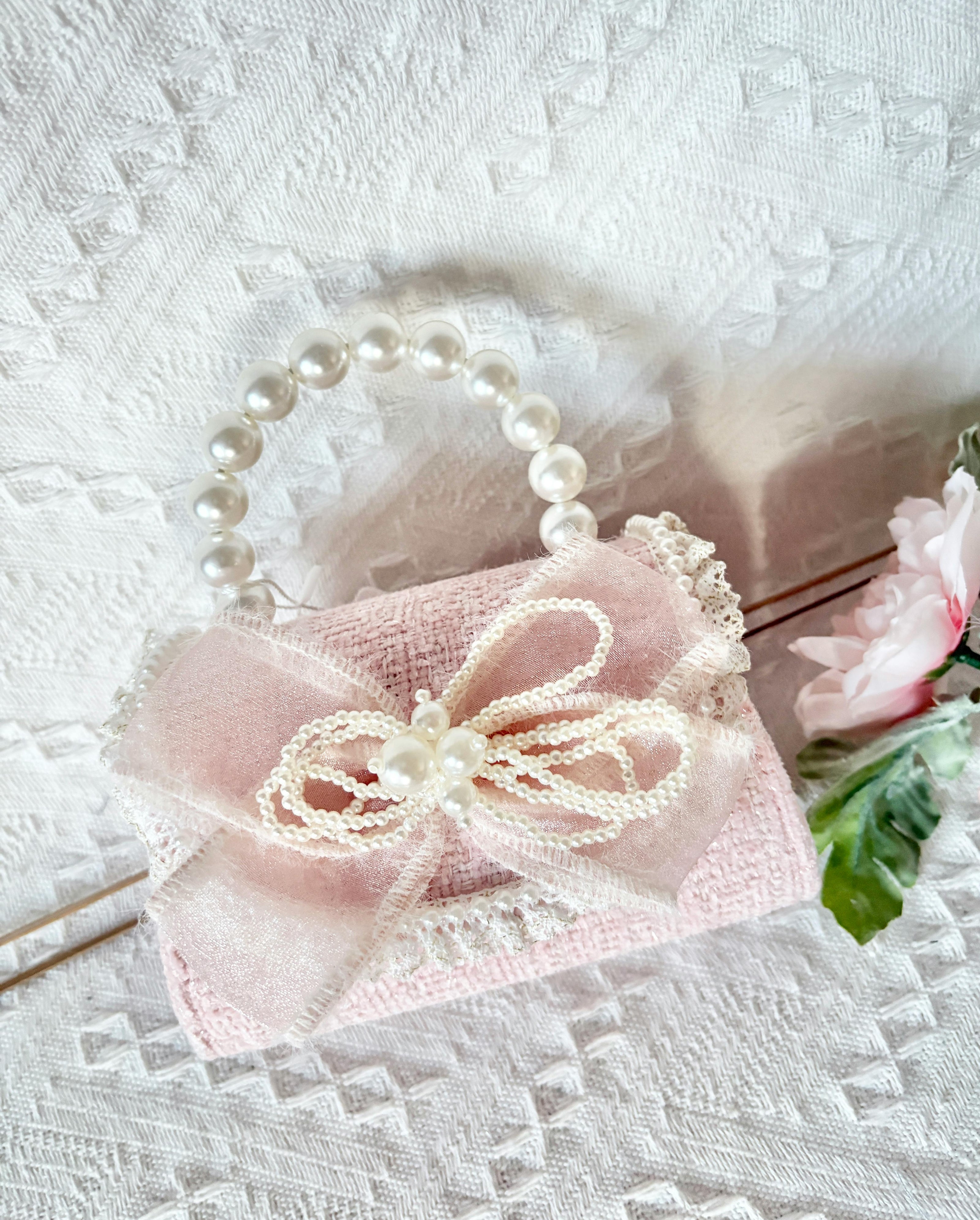 Luxe Purse with Pearly Bow, Pink