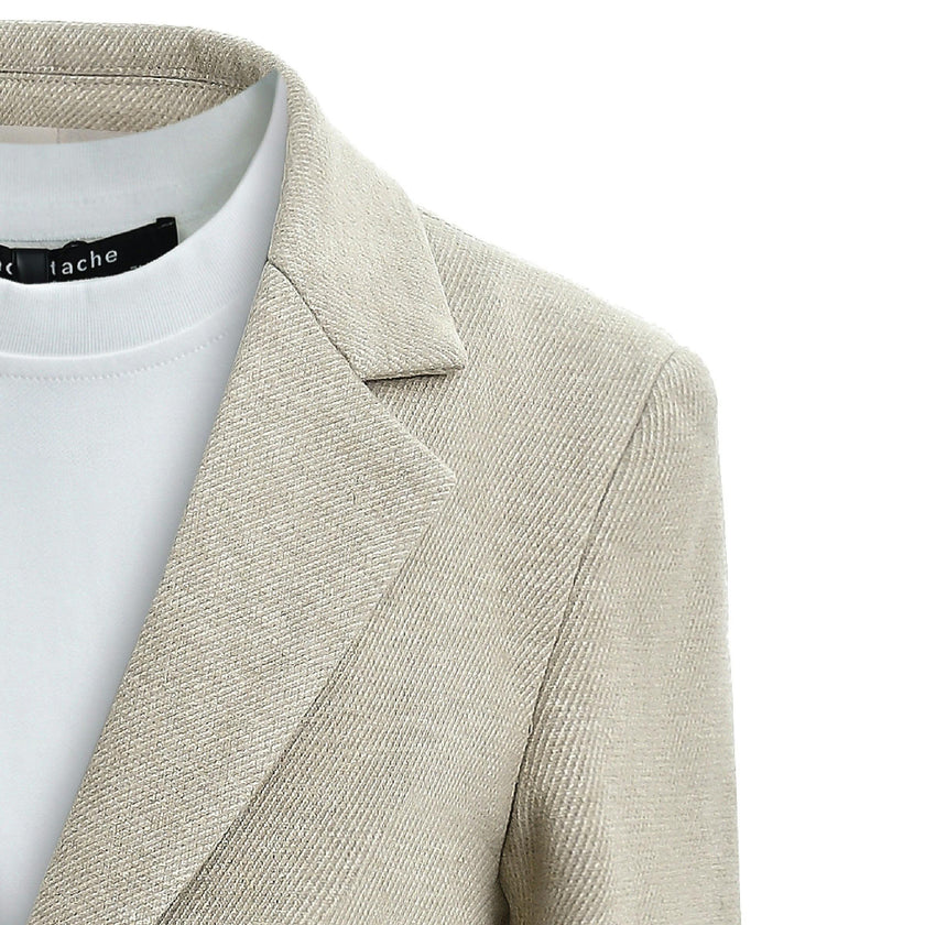 Beige Slim-Fit Suit Set