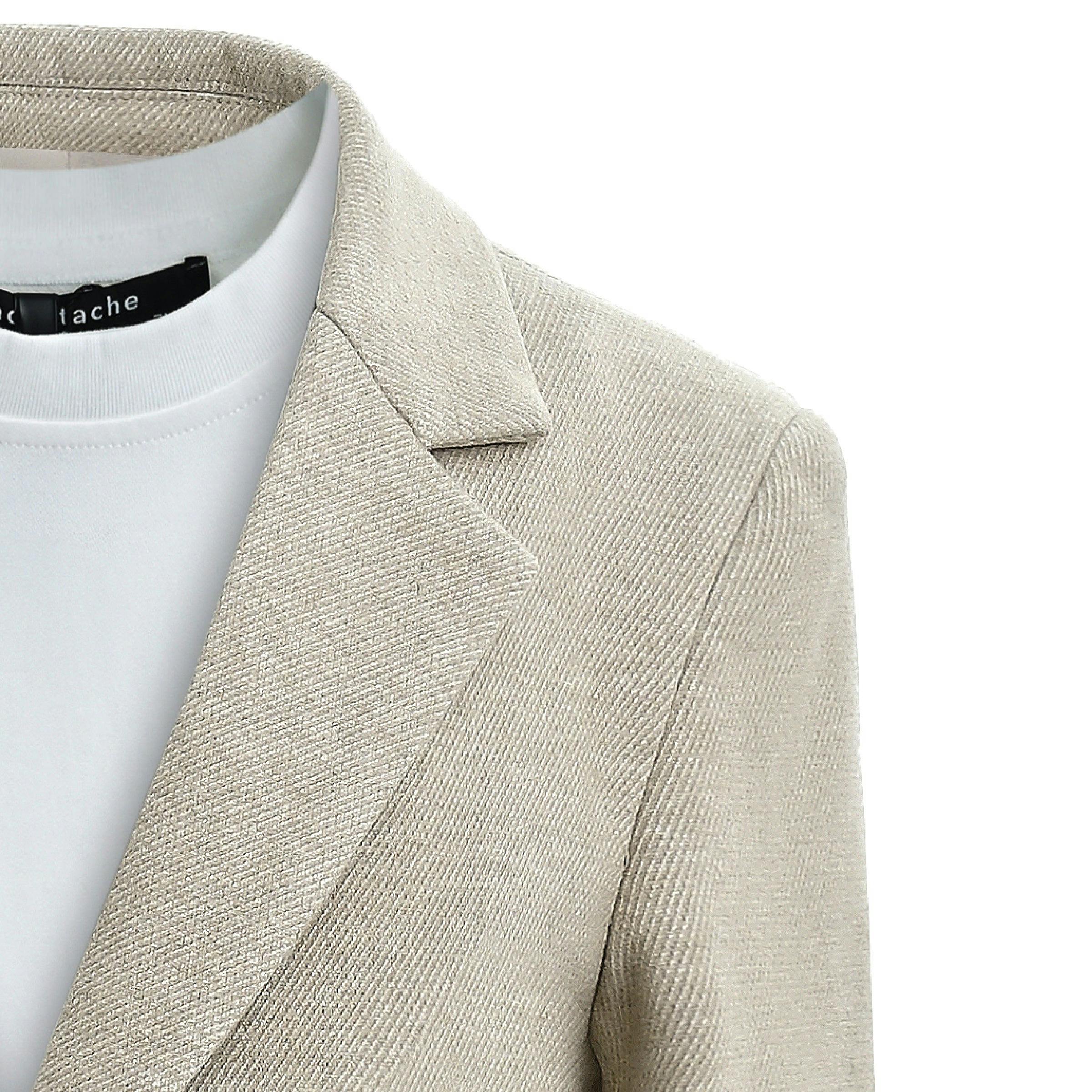 Beige Slim-Fit Suit Set