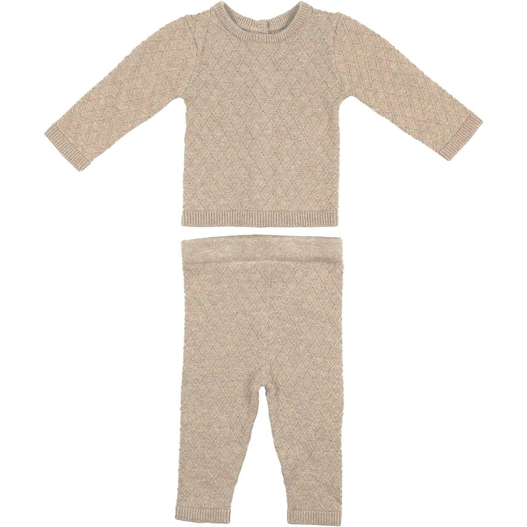 Argyle Fine Knit Long Sleeve Sweater & Pant 2-Piece Set.