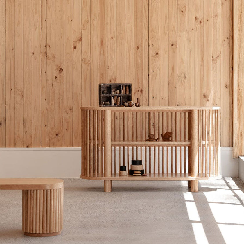 Oak Two Tiered Fluted Shelf