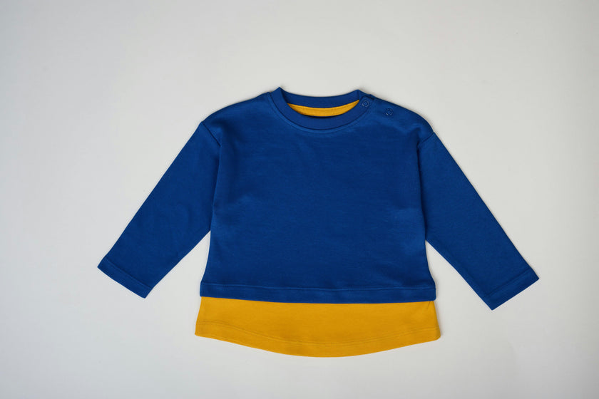 Long Sleeve Blue & Yellow Layered T-shirt