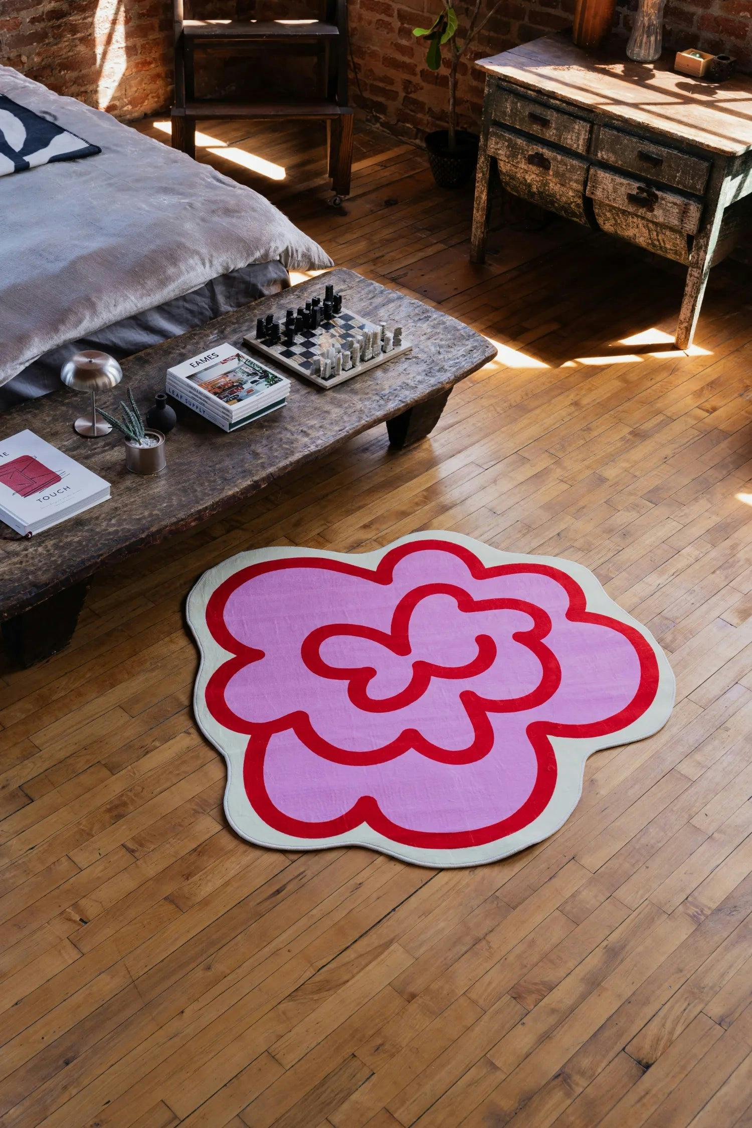 Funky Flower Shaped Irregular Rug by Shayla Goethe