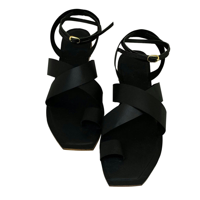 Story Crossover Slingback Leather Sandals