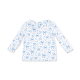 Blue Bows and Flowers - Long Sleeve Ruffle Top and Pant