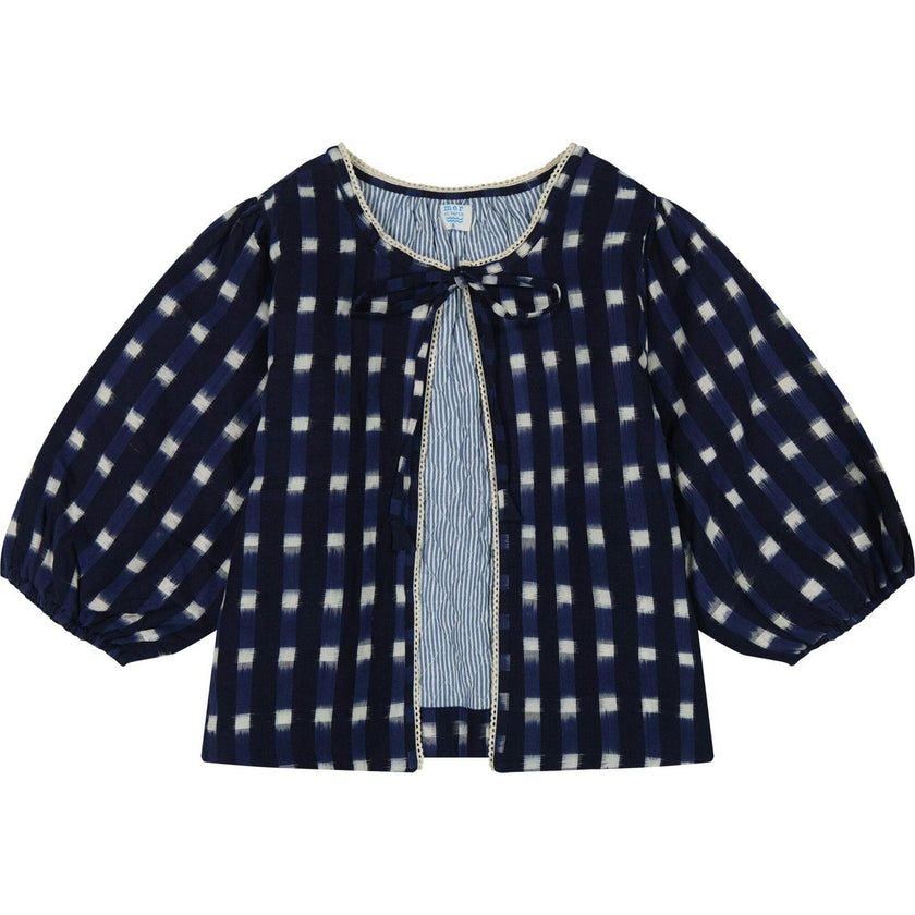 Women's Marisol Boho 3-Quarter Sleeve Crop Jacket, Navy
