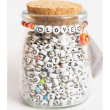 LOVE Beaded Word Bracelet Round Letter DIY Bead Jar with Ceramic Happy Face Charm