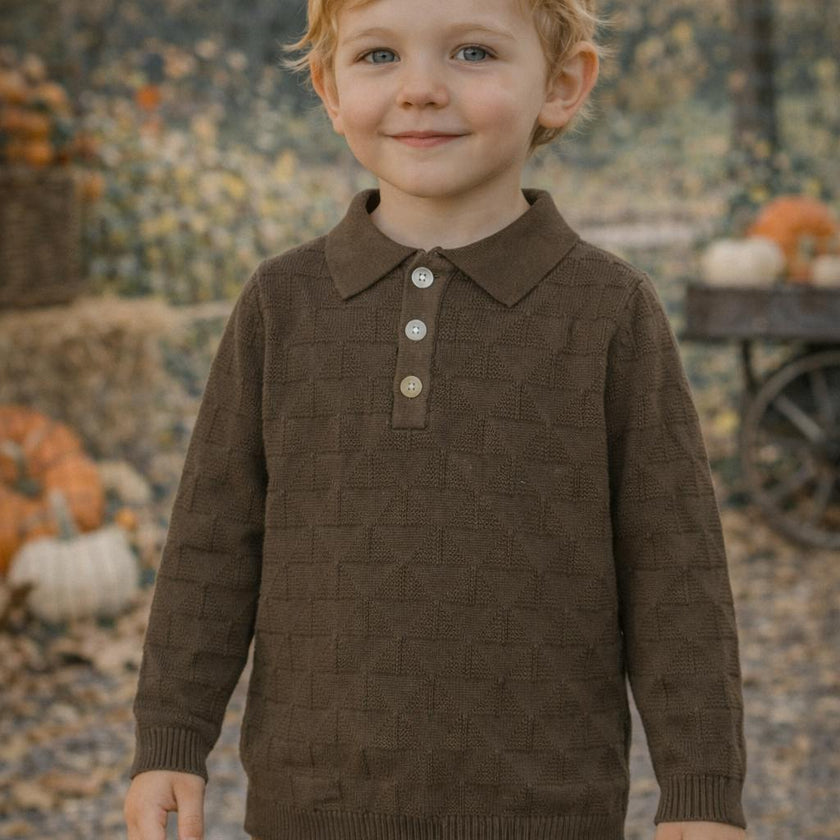 Textured Triangle Classic Collared Relaxed Fit Sweater