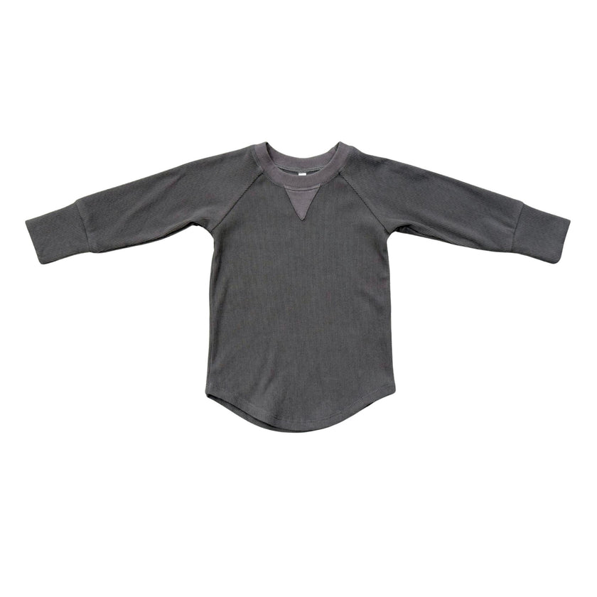 Boys Ribbed Top in Tornado Gray