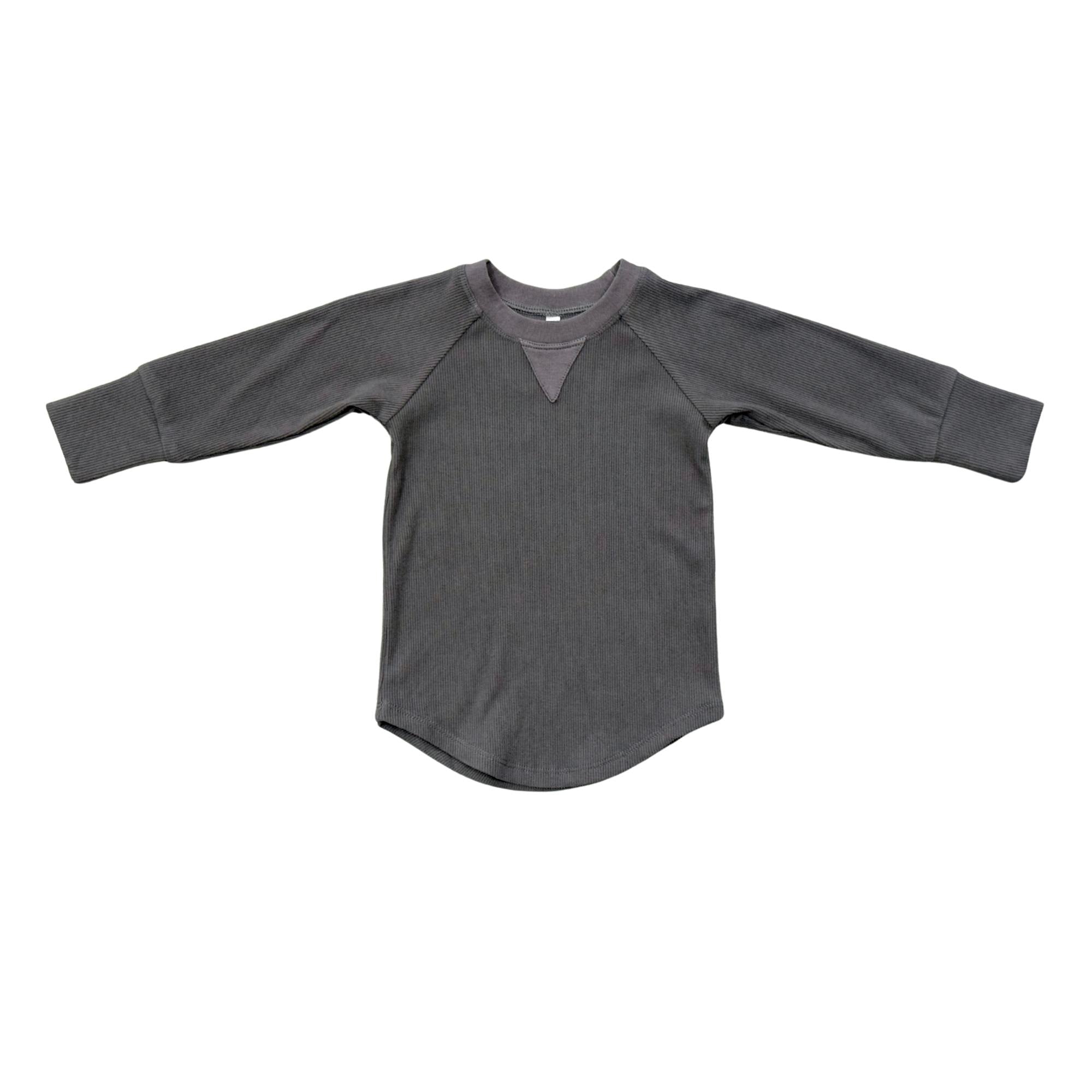 Boys Ribbed Top in Tornado Gray