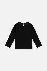 Organic Cotton T-Shirt With Peter Pan Collar Black