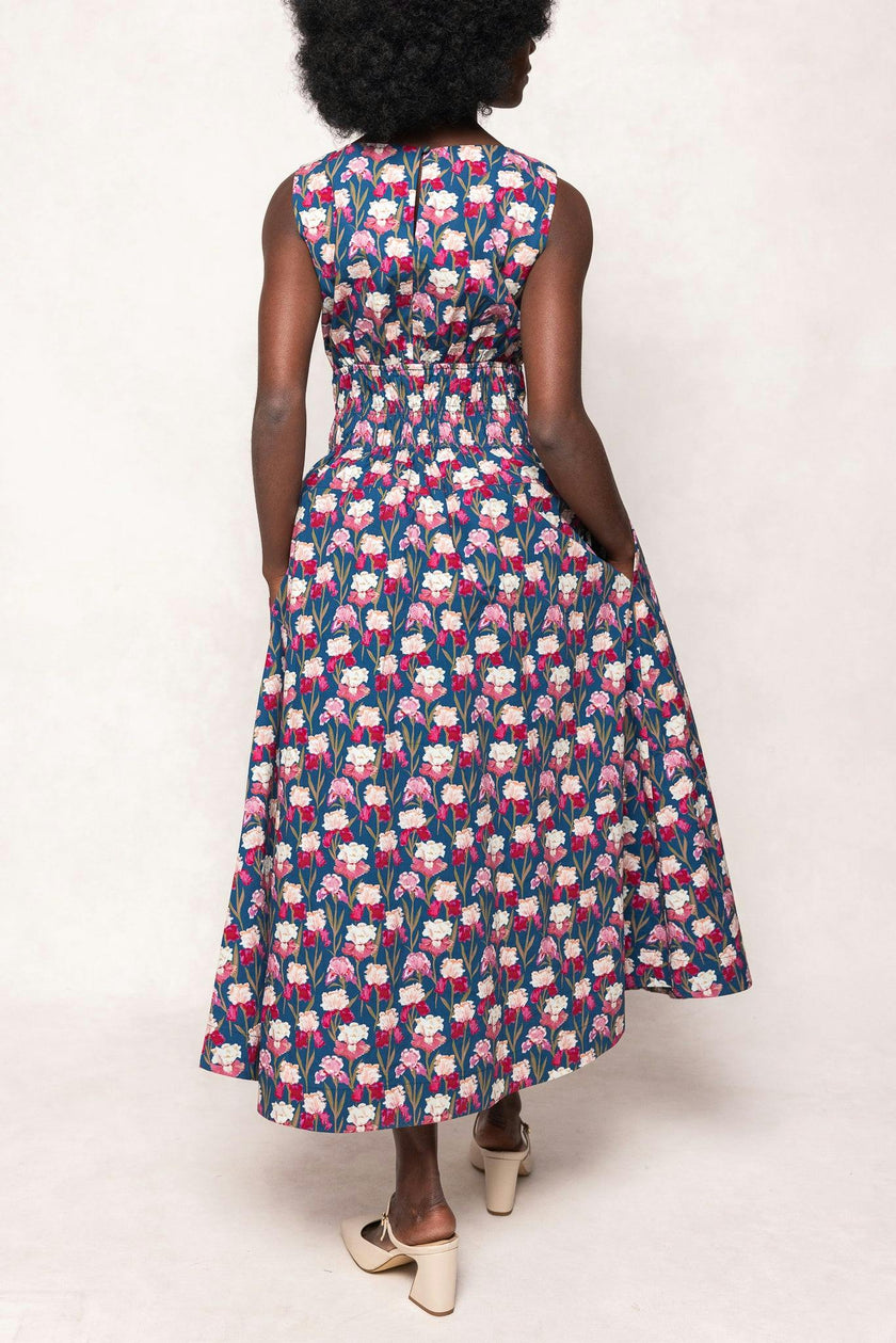 Carly Dress in Navy Pressed Petals