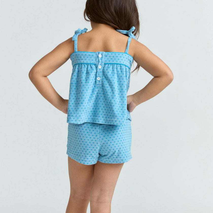 girls le marin dot french terry tie top and short set