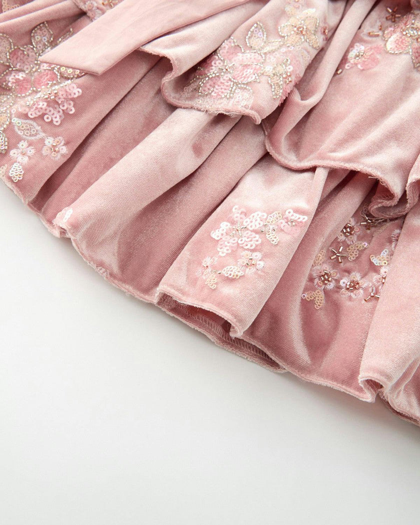 Destiny Velvet Frill Mini Skirt