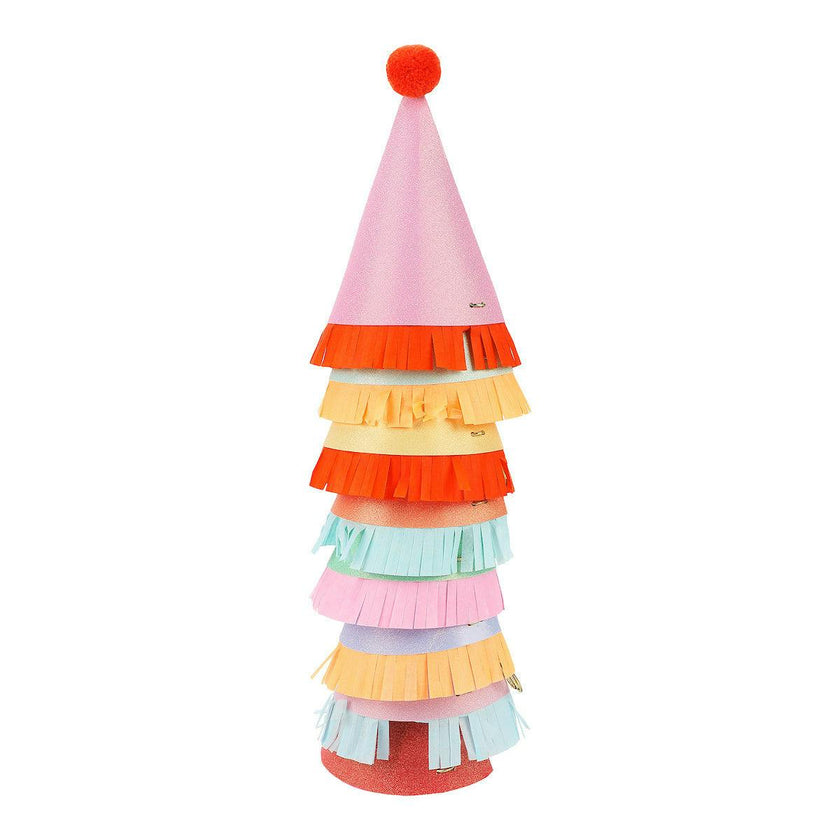 Packed Party Top Off the Fun Mini Glitter Party Hats Set of 8 - Shimmering Glitter Hats with Pom Pom Tops and Gold Elastic Straps, One Size Fits All