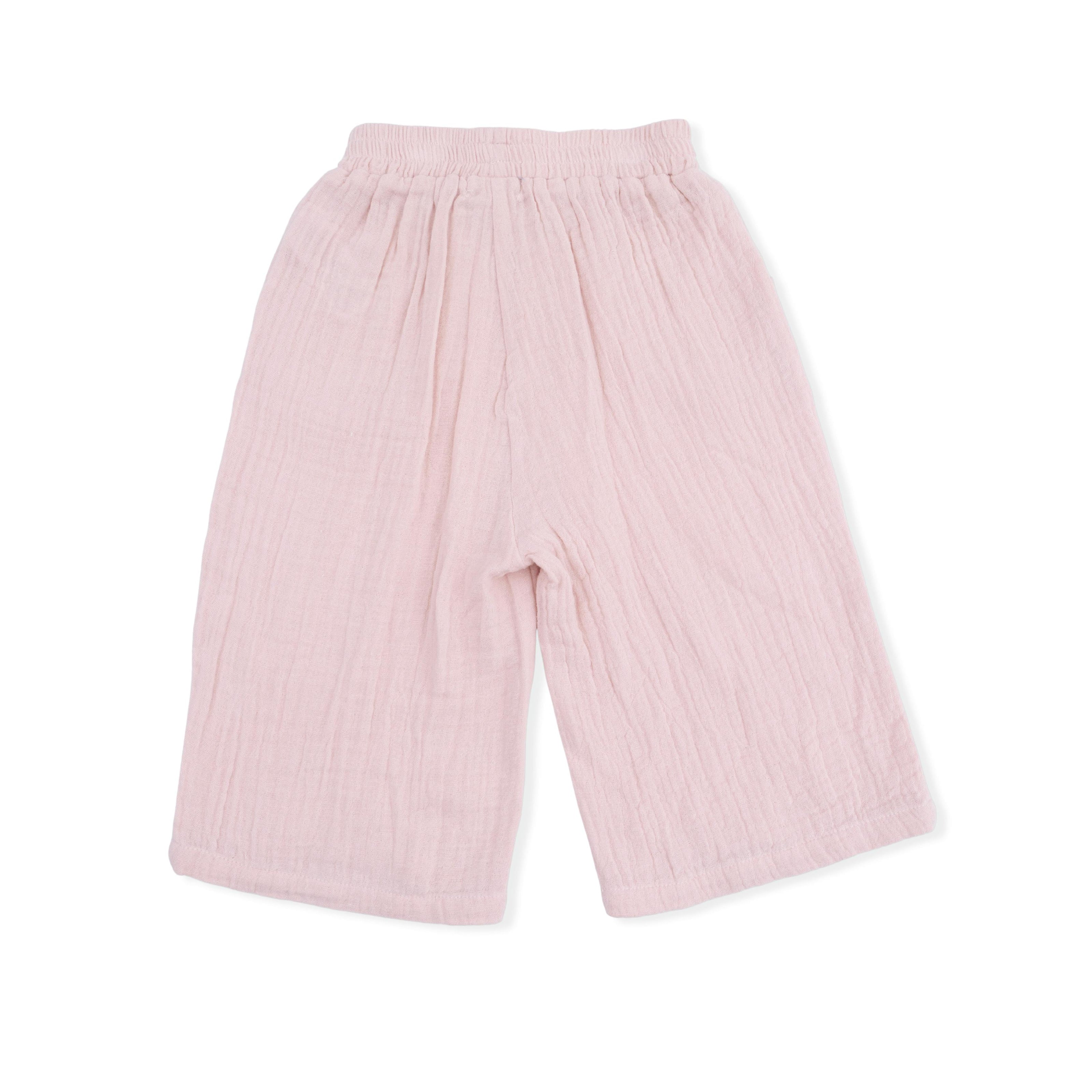 Solid Muslin Lotus - Wide Leg Pant with Ruffle Pocket