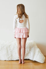 Sloane White Long Sleeve Heart Cut Out Ribbed Top
