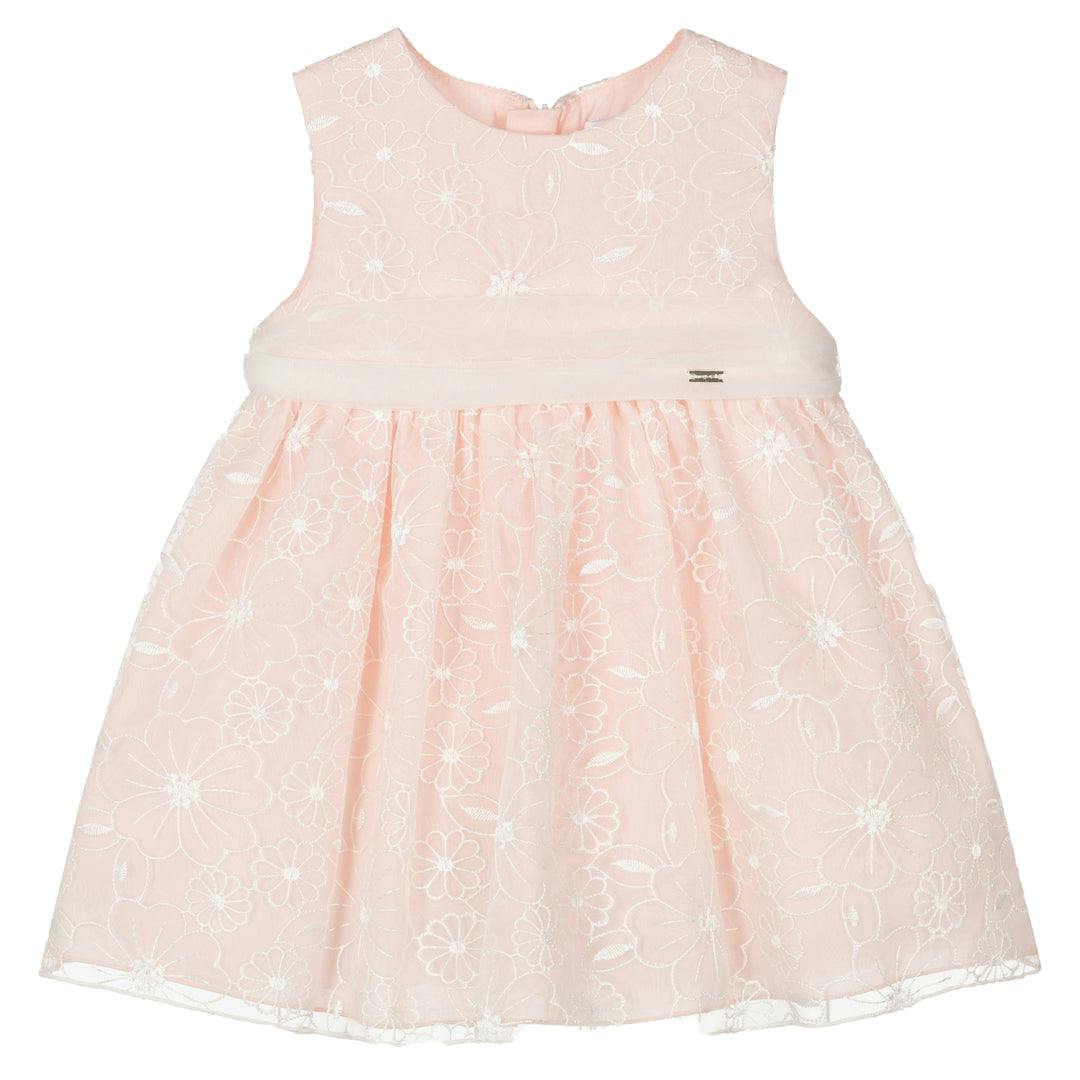 Pink Organdy Embroidered Dress