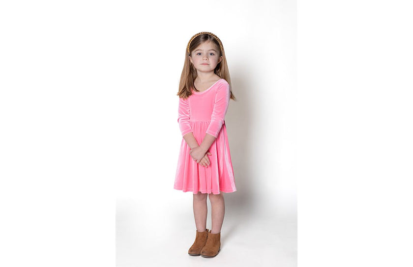 Twirly Stretch Velvet Scoop Back Long Sleeve Knit Dress