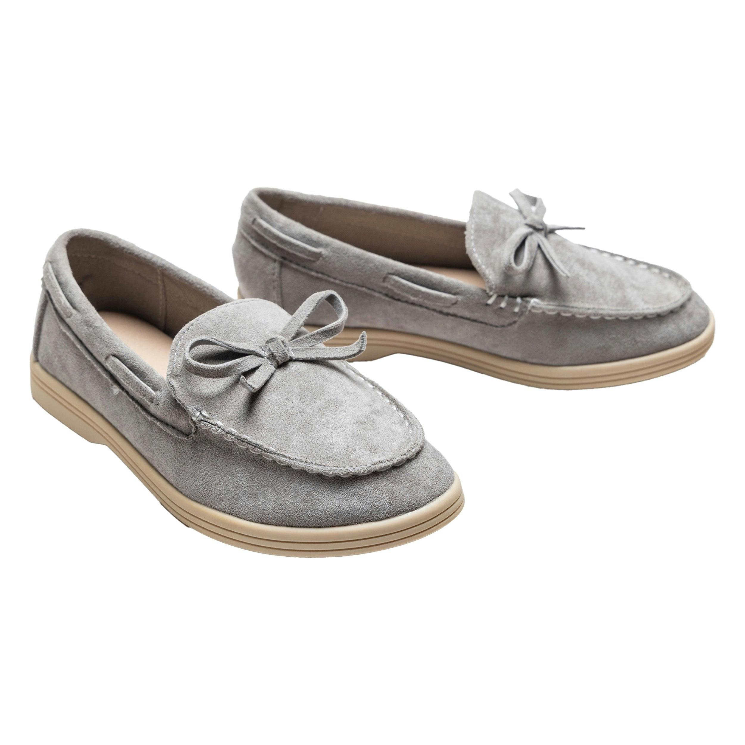 Gray Suede Formal Laced Loafers