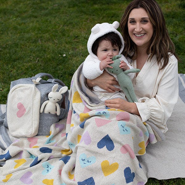 Smiley Hearts Baby Blanket Set