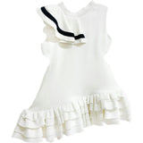 Alex White Ruffle Dress with Black Contrast Line