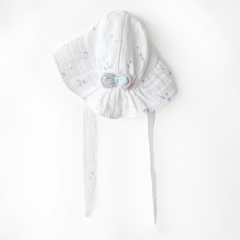 White Butterfly Muslin Bow Hat