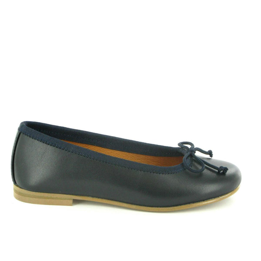 Smooth Leather Ballerinas, Navy