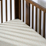 Crib Sheet in GOTS Certified Organic Brushed Cotton in Ivory with Dusty Rose Stars