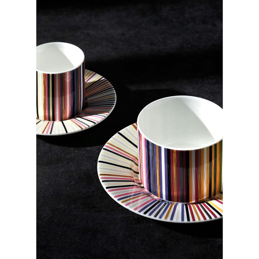 Tea Cup & Saucer Stripes Set of 2 In Luxury Box Jenkins 156 Diam. 3.3"