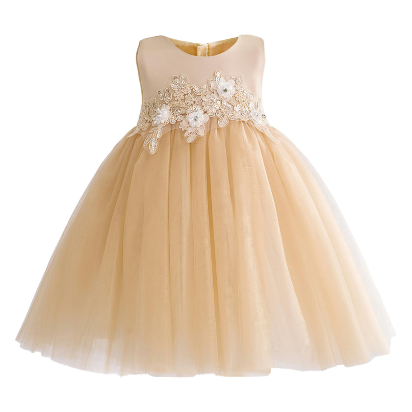 Champagne Zinara Ribbon Bloom Gown
