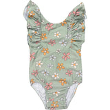 Baby Girl Ruffle Sleeve Cross Back Swimsuit