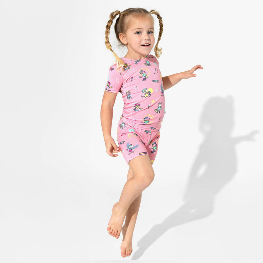 Skater Kitty Bamboo Kids Pajama Short Set