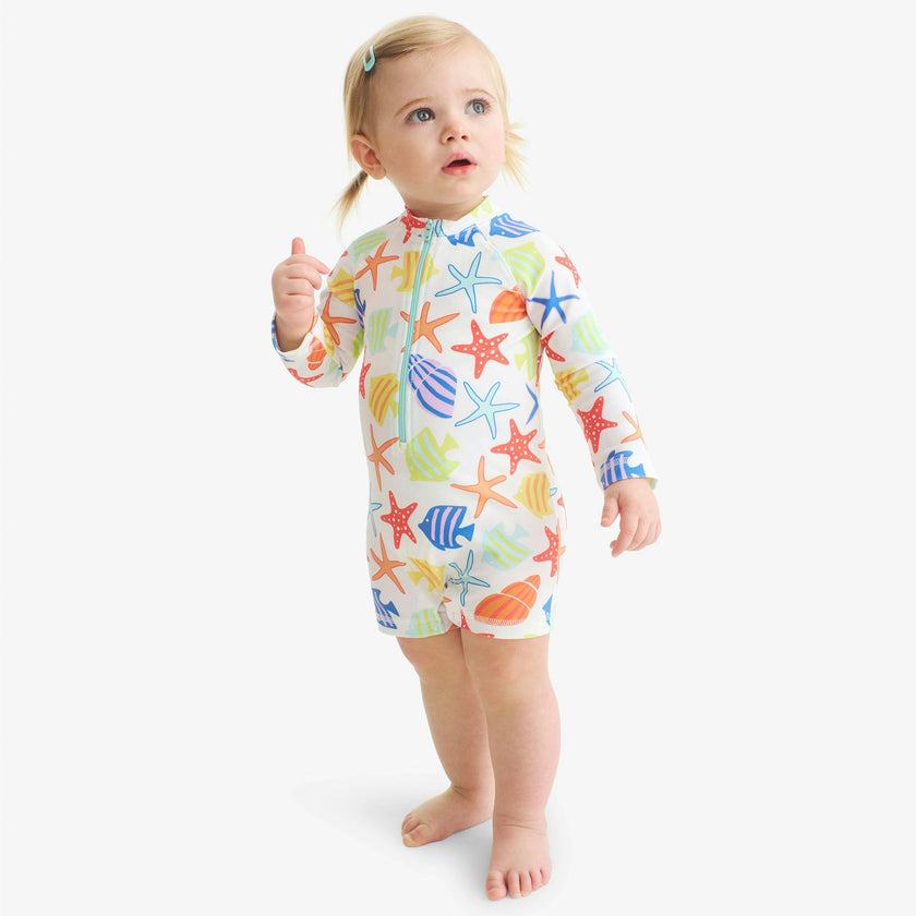 Clearance baby one-piece rash guard in under the sea