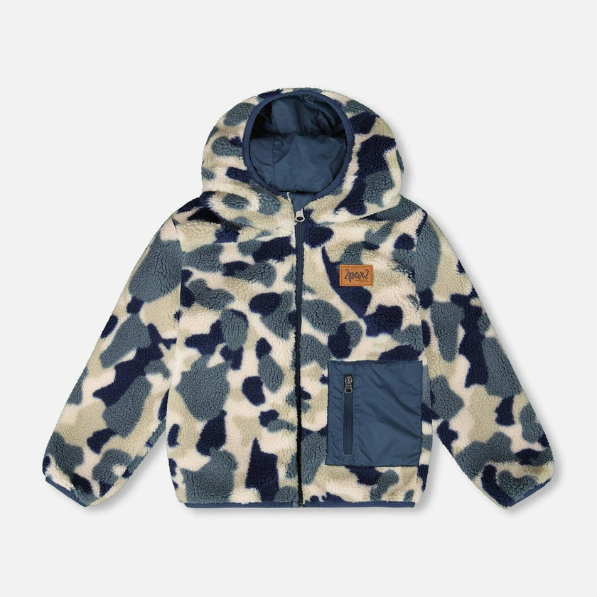 Reversible Mid-Season Sherpa Jacket Blue Camo