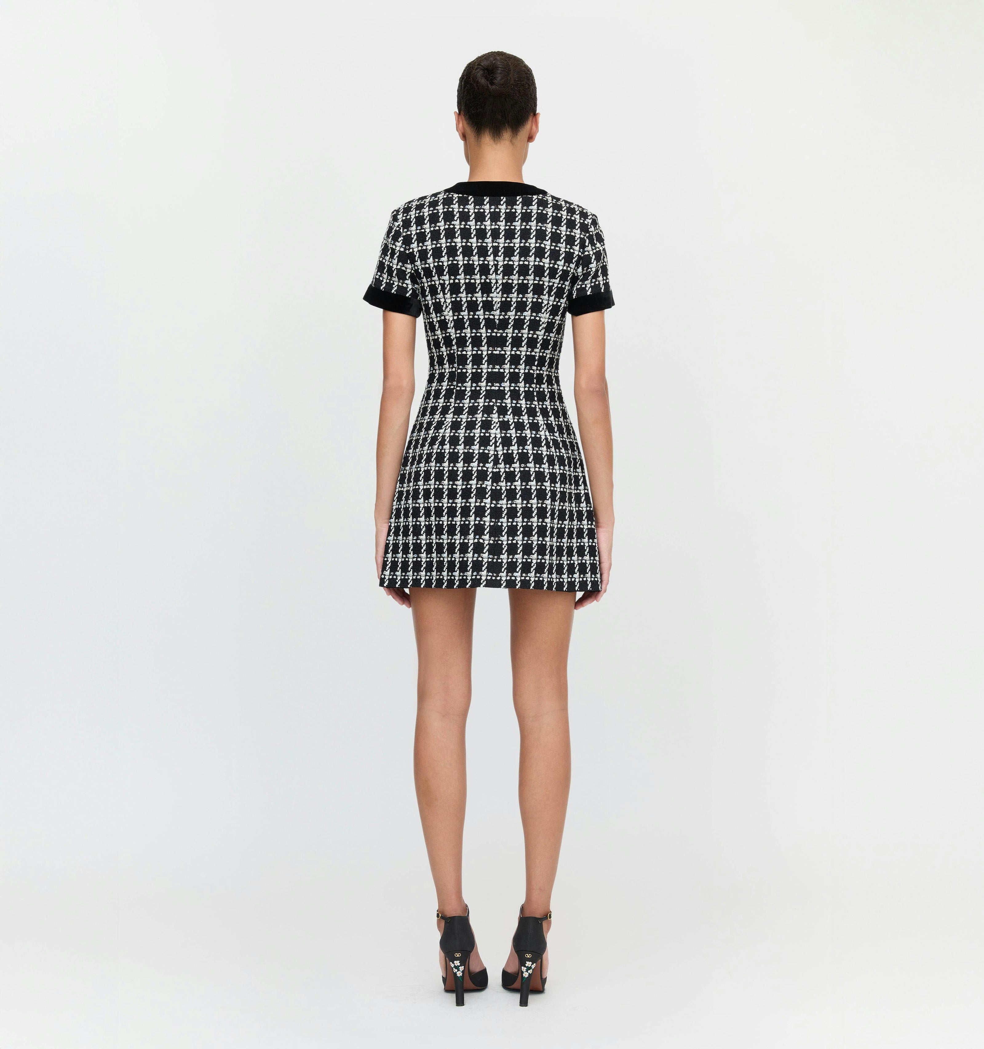 The Allegra Dress - Black and White Tweed