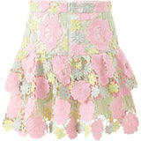 Estella Frill Embroidered Mini Skirt