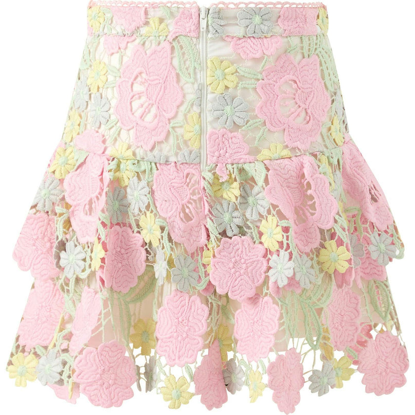 Estella Frill Embroidered Mini Skirt